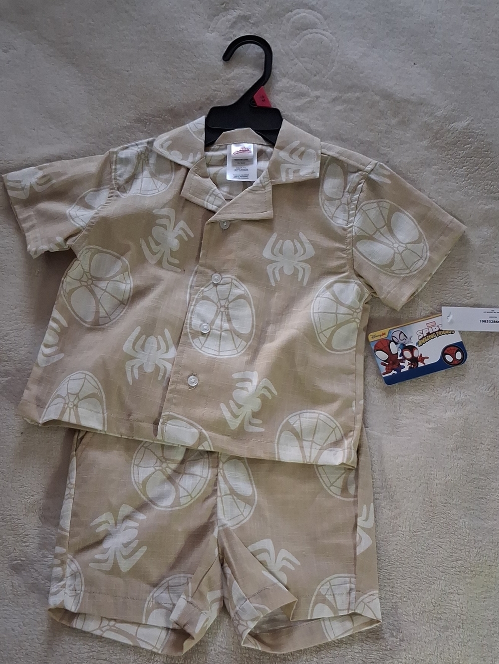 DISNEY Spider Print Kids COTTON MATCHING Set - NEW W/ TAGS 18 Months